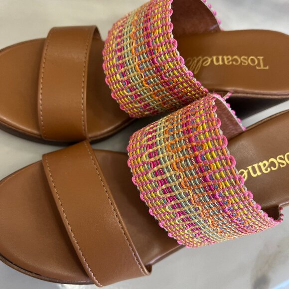 Toscanella Size 7 Slip on Sandal Wedges 3.5" Heel Made in Italy - Picture 3 of 10